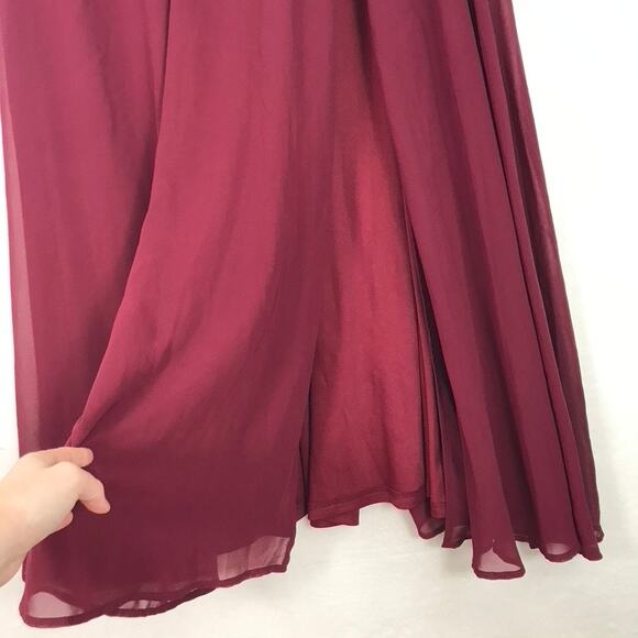 Lulus Dress Large Burgundy Adorning Glances Ruffles Resort Wedding Formal READ - Picture 5 of 16